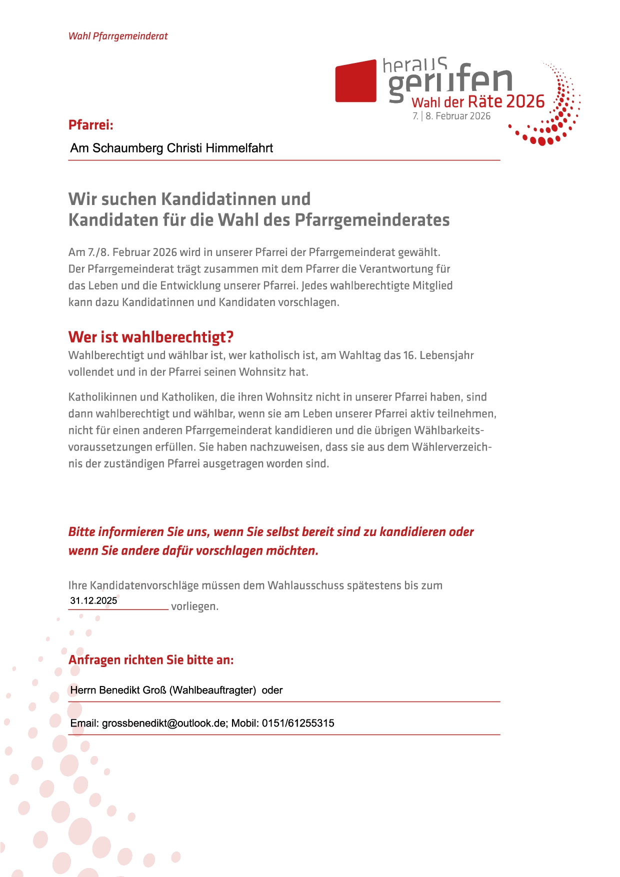 Aufruf Wahlvorschläge